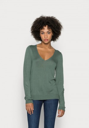 Anna Field Best Pirce Open V Neck Jumper Pullover Dame Grønn | NO-RQOCI-7264