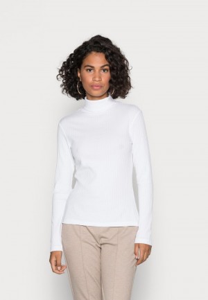 Anna Field Best Sale Perkin Neck Longsleeve Langermet Dame Hvite | NO-OZKMP-7093