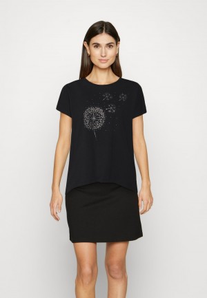 Anna Field Best Sale Print T-Skjorte Dame Svarte | NO-COQLG-4893