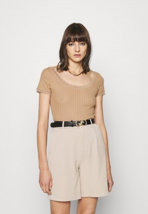 Anna Field Brand New Basic T-Skjorte Dame Beige | NO-VGFIM-1627