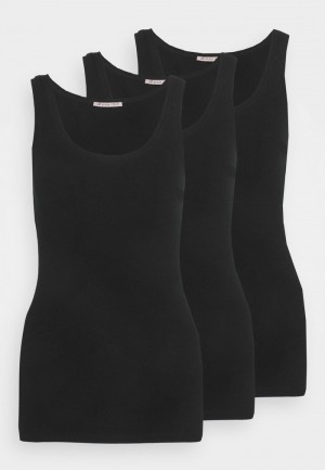 Anna Field Brand New Basic Tank 3Er Pack Top T-Skjorte Dame Svarte | NO-HZTIP-8120