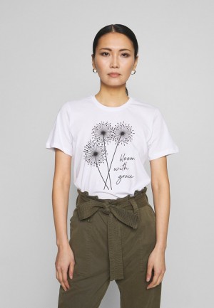 Anna Field Brand New Print T-Skjorte Dame Hvite | NO-WTRBV-2893