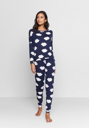 Anna Field Brand New Tanya Pj Set Pyjamas Sett Dame Mørke Blå | NO-CNKUS-6127