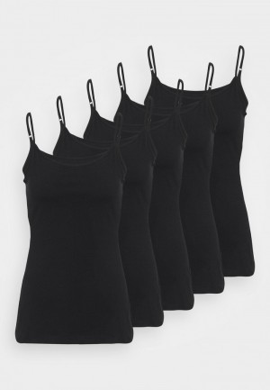 Anna Field Cheap 5 Pack Top T-Skjorte Dame Svarte | NO-ZPOBT-3274