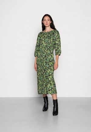 Anna Field Cheapest Quarter Sleeves Elevated Vanlige Midi Kjole Dame Svarte | NO-DSFWP-0458