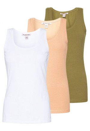 Anna Field Discount Basic Tank 3Er Pack Top T-Skjorte Dame Hvite | NO-KTPQY-7956