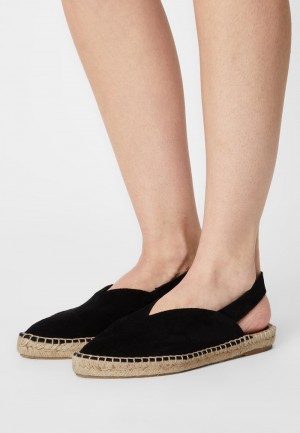 Anna Field Hot Sale Leather Espadrilles Ballerinasko Dame Svarte | NO-BIYGE-5607