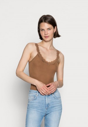 Anna Field New Scallop Blonder Top T-Skjorte Dame Brune | NO-SZHGA-2634