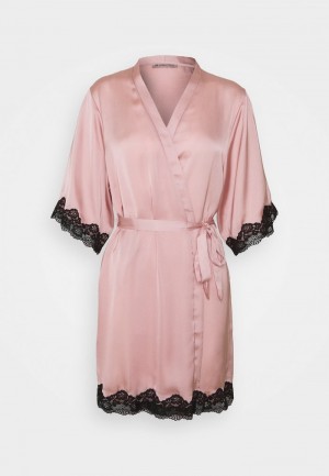 Anna Field Outlet Ariana Satin Kimono Kjoler Gown Bathrobe Dame Rosa | NO-JZRXE-8435