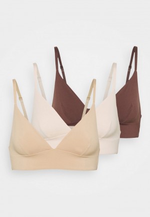 Anna Field Promo 3Pp Bralette Triangle BH Dame Beige | NO-XFINM-5048