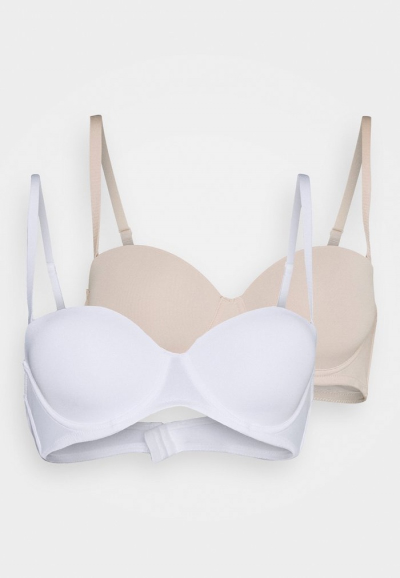 Anna Field Best Deal 2Pp Basic Multiway Bra T-Shirt BH Dame Hvite | NO-LPMRA-8463