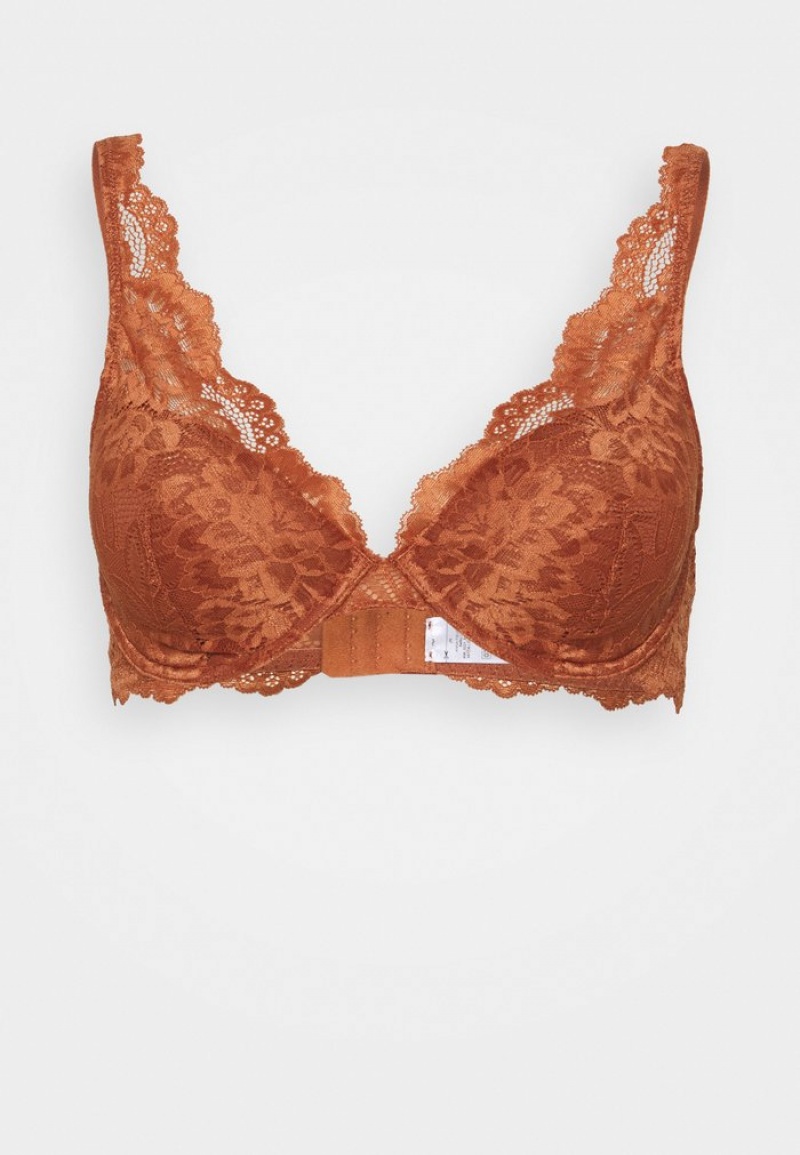 Anna Field Best Deal 2Pp Sandy Blonder High Apex Bra Triangle BH Dame Brune | NO-VRUDK-8053