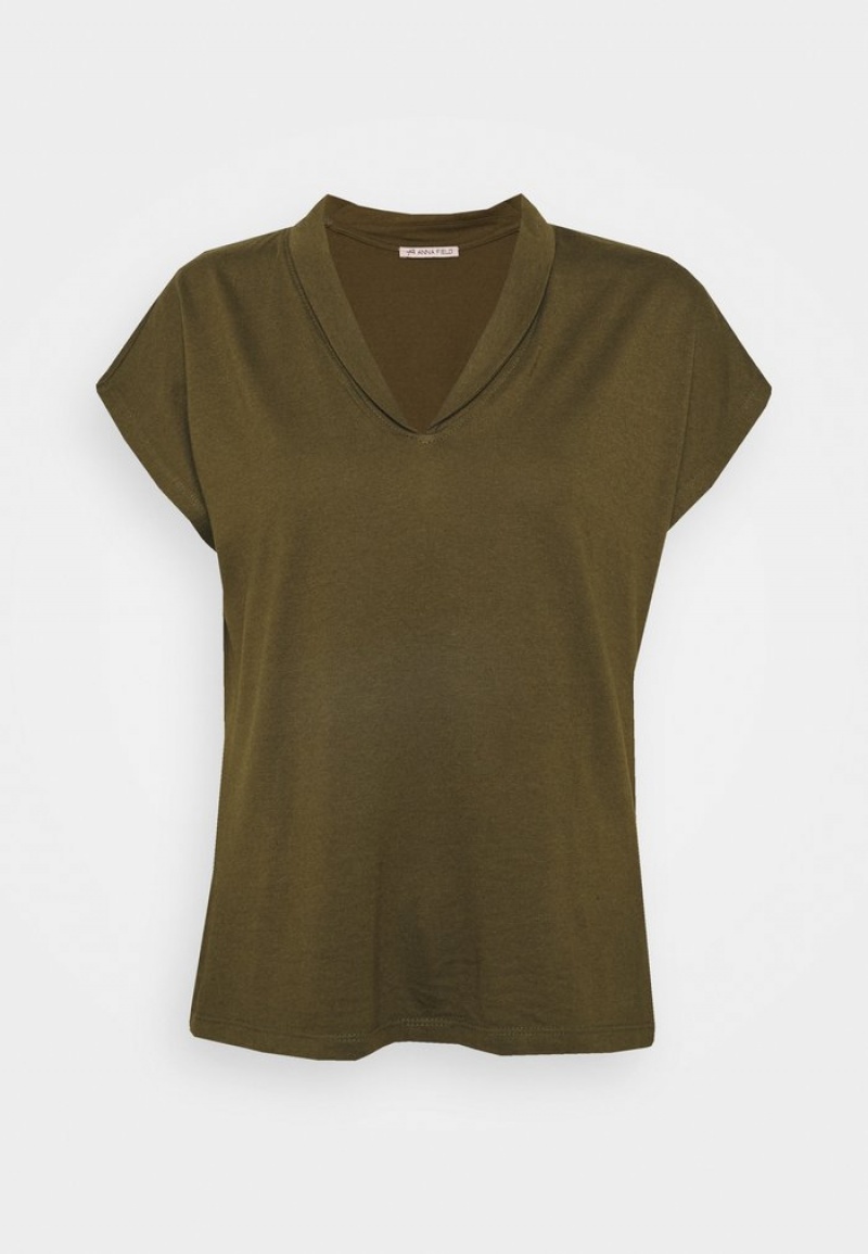 Anna Field Best Deal Basic T-Skjorte Dame Khaki | NO-ZPGNC-9734