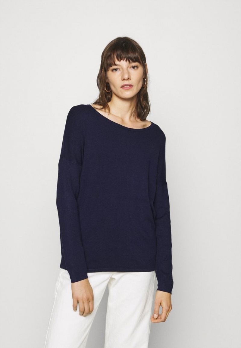 Anna Field Best Deal Relaxed Båt Neck Jumper Pullover Dame Mørke Blå | NO-SLOPV-6817