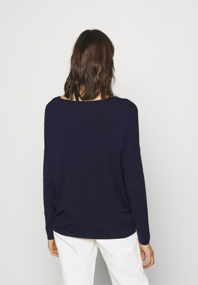 Anna Field Best Deal Relaxed Båt Neck Jumper Pullover Dame Mørke Blå | NO-SLOPV-6817