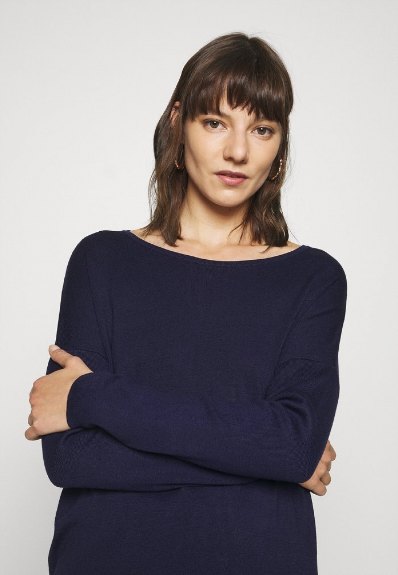 Anna Field Best Deal Relaxed Båt Neck Jumper Pullover Dame Mørke Blå | NO-SLOPV-6817