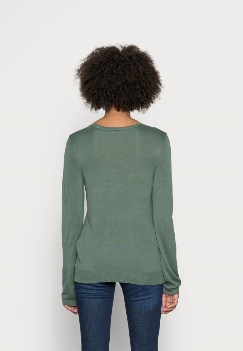 Anna Field Best Pirce Open V Neck Jumper Pullover Dame Grønn | NO-RQOCI-7264