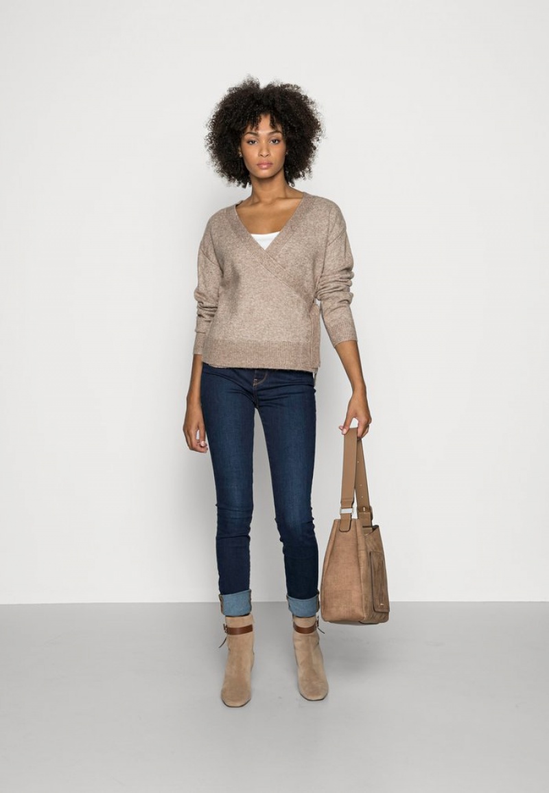 Anna Field Best Reviews Of Loose Fit Wrap Jumper Pullover Dame Grå Brune | NO-TSPXN-5273