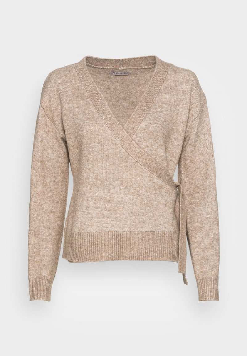 Anna Field Best Reviews Of Loose Fit Wrap Jumper Pullover Dame Grå Brune | NO-TSPXN-5273