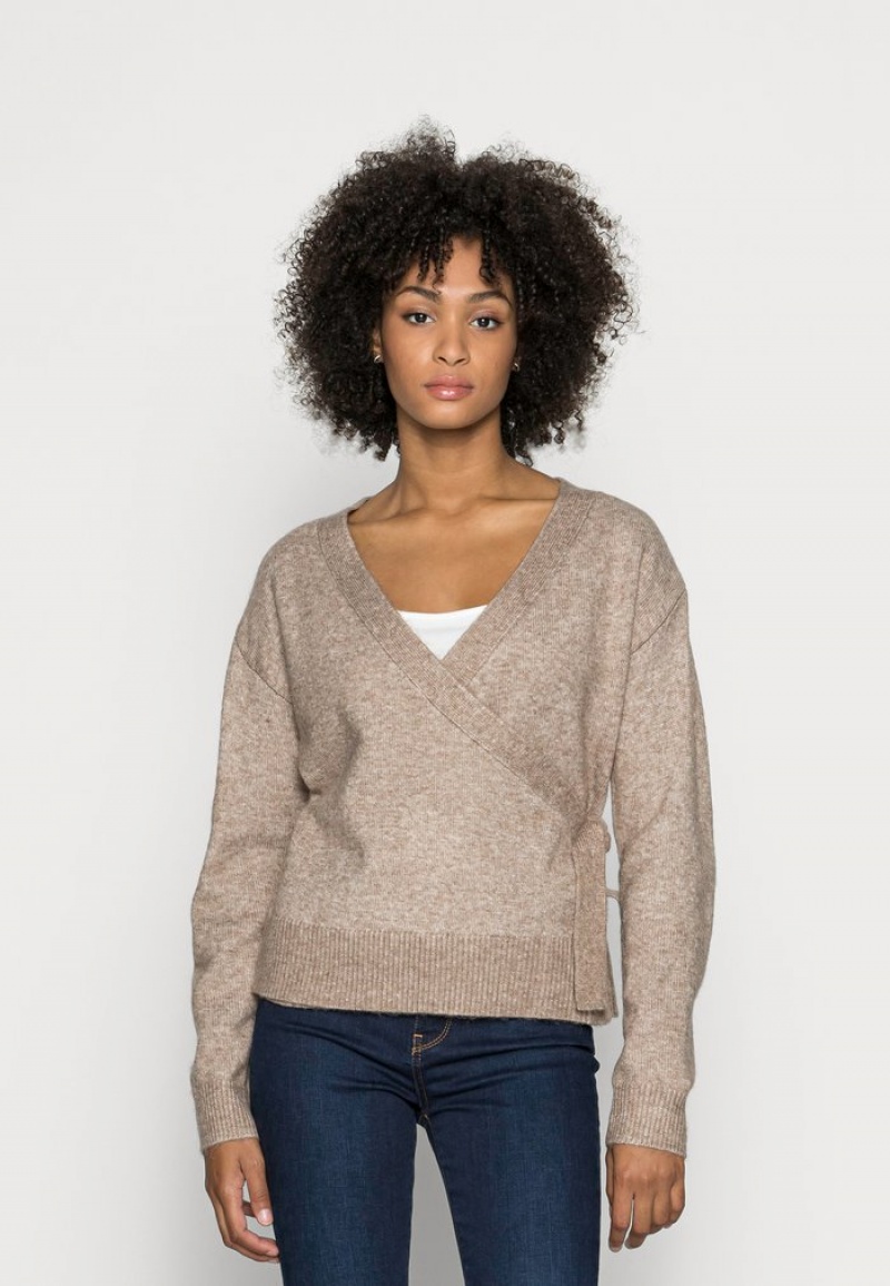 Anna Field Best Reviews Of Loose Fit Wrap Jumper Pullover Dame Grå Brune | NO-TSPXN-5273