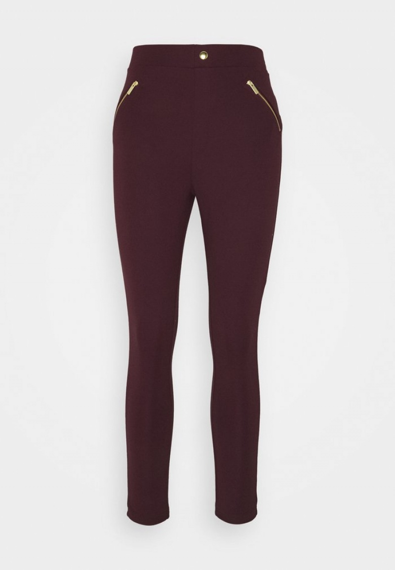 Anna Field Best Reviews Of Punto Legging With Zip Detail Bukser Dame Burgunder | NO-HRWOP-1085