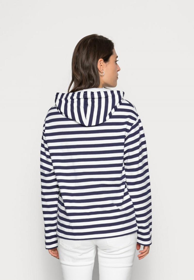 Anna Field Best Reviews Of Stripete Loose Fit Hoodie Hoodie Pullover Dame Mørke Blå | NO-IWALS-2587