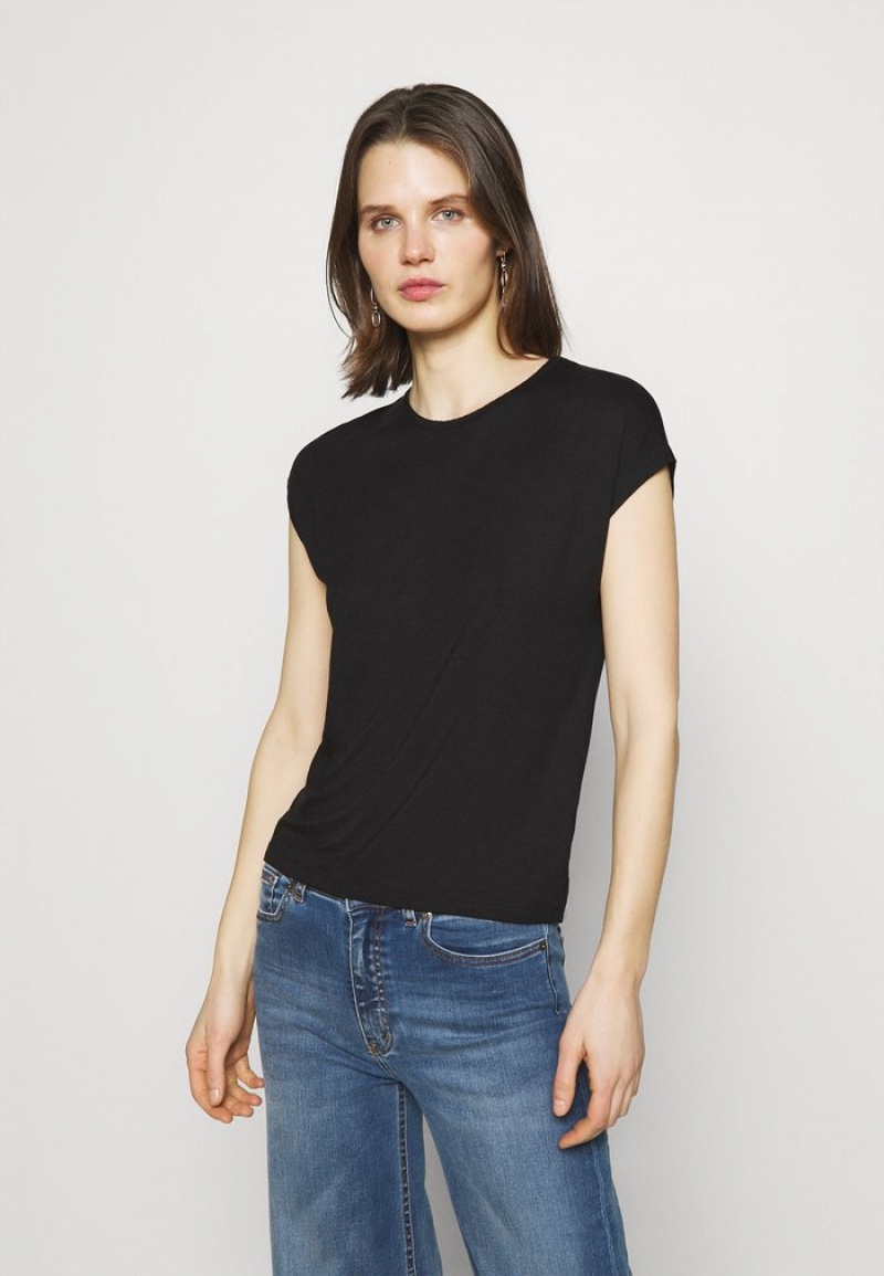 Anna Field Best Sale Basic T-Skjorte Dame Svarte | NO-PMKQV-2381