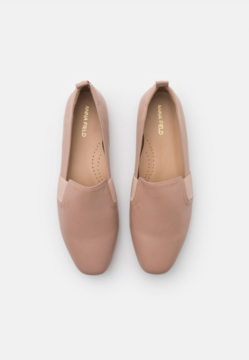 Anna Field Best Sale Komfort Leather Slip-Ons Lave Sko Dame Beige | NO-NIXKR-1208