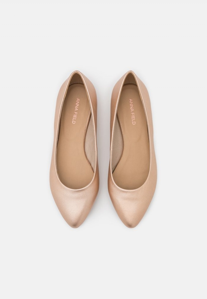 Anna Field Best Sale Leather Ballet Pumps Ballerinasko Dame Rosa Gull | NO-GHDEN-0912