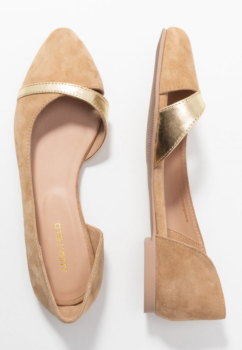 Anna Field Best Sale Leather Ballet Pumps Ballerinasko Dame Beige | NO-KJPWV-7618