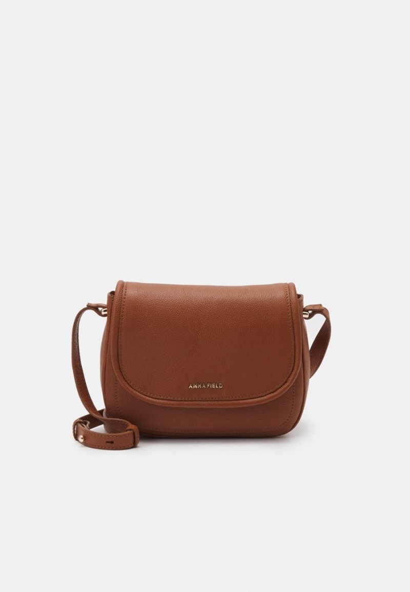 Anna Field Best Sale Leather Cross Body Vesker Dame Brune | NO-RTBZV-9436