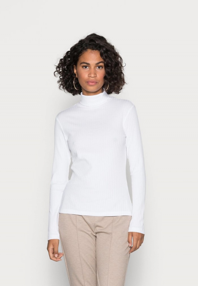 Anna Field Best Sale Perkin Neck Longsleeve Langermet Dame Hvite | NO-OZKMP-7093