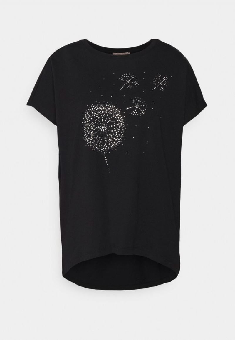 Anna Field Best Sale Print T-Skjorte Dame Svarte | NO-COQLG-4893