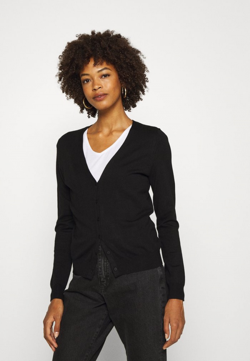 Anna Field Brand New Basic V-Neck Cardigan Dame Svarte | NO-VACTM-2039