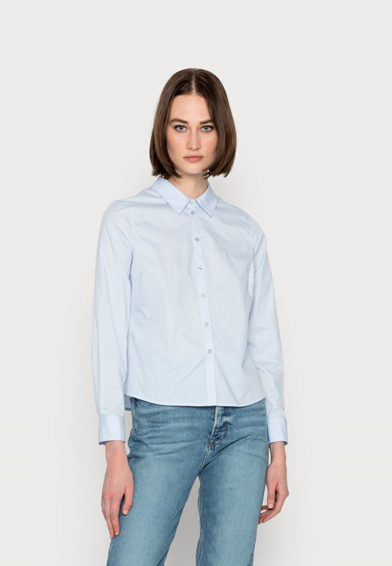 Anna Field Brand New Button-Down Bluse Dame Blå | NO-UIXDH-0217