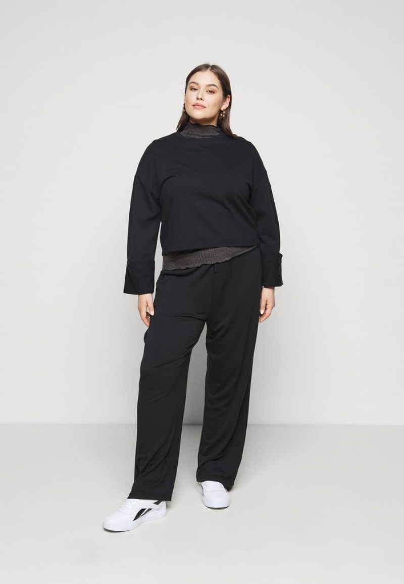 Anna Field Budget Brede Fit Joggers Tracksuit Bukser Dame Svarte | NO-ADBUL-5643