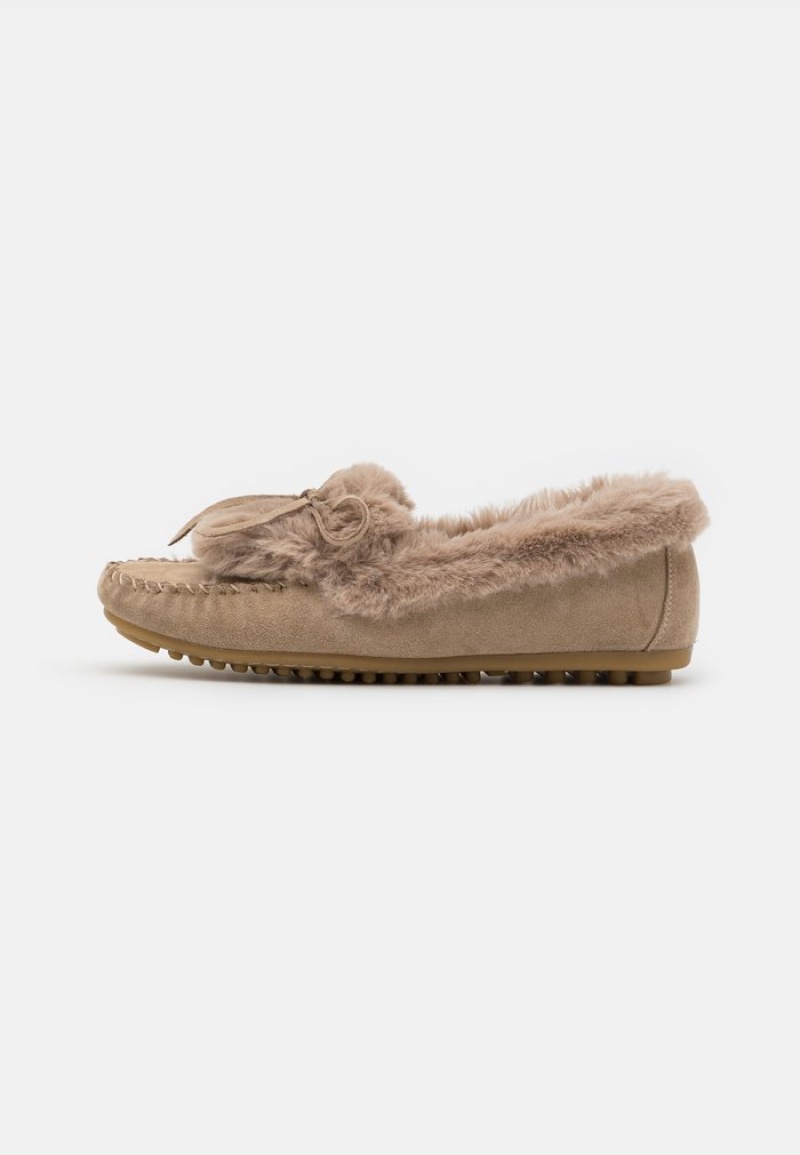 Anna Field Budget Komfort Leather Slippers Lave Sko Dame Beige | NO-XDZQO-8531