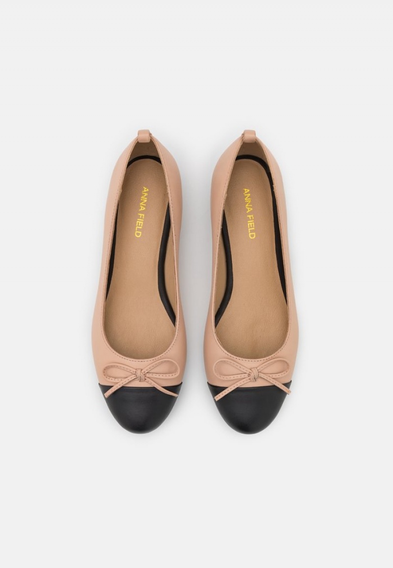 Anna Field Budget Leather Ballet Pumps Ballerinasko Dame Beige | NO-DLIMR-6254