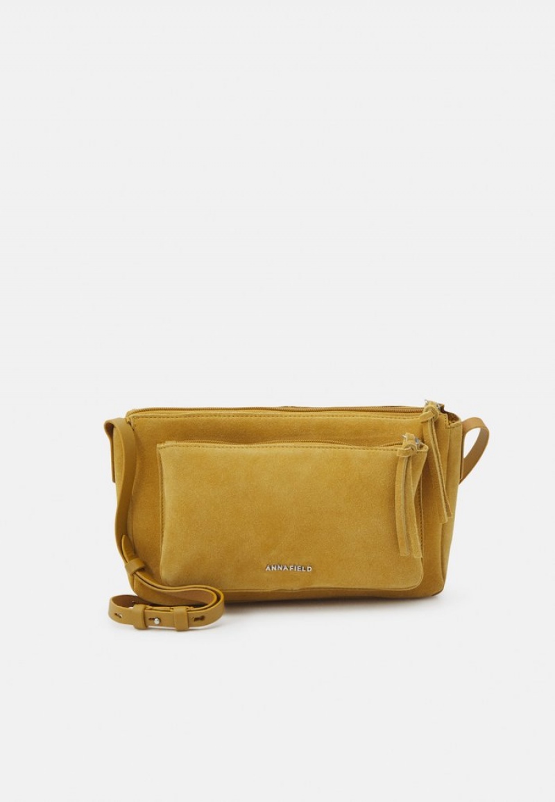 Anna Field Budget Leather Cross Body Vesker Dame Sennepsgul Gul | NO-XPVGR-2197