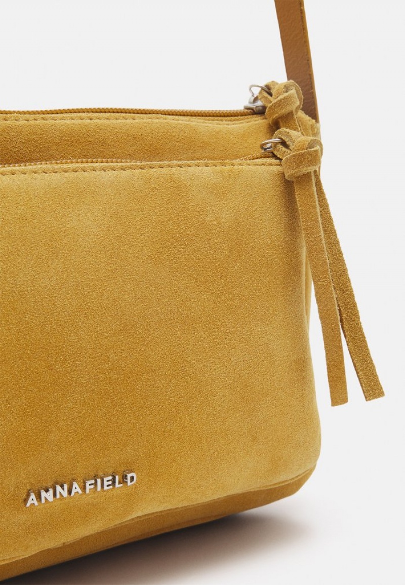 Anna Field Budget Leather Cross Body Vesker Dame Sennepsgul Gul | NO-XPVGR-2197