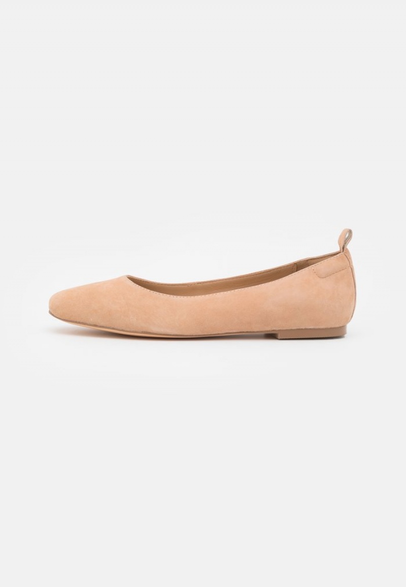 Anna Field Budget Leather Komfort Ballet Pumps Ballerinasko Dame Beige | NO-HTLBP-2346