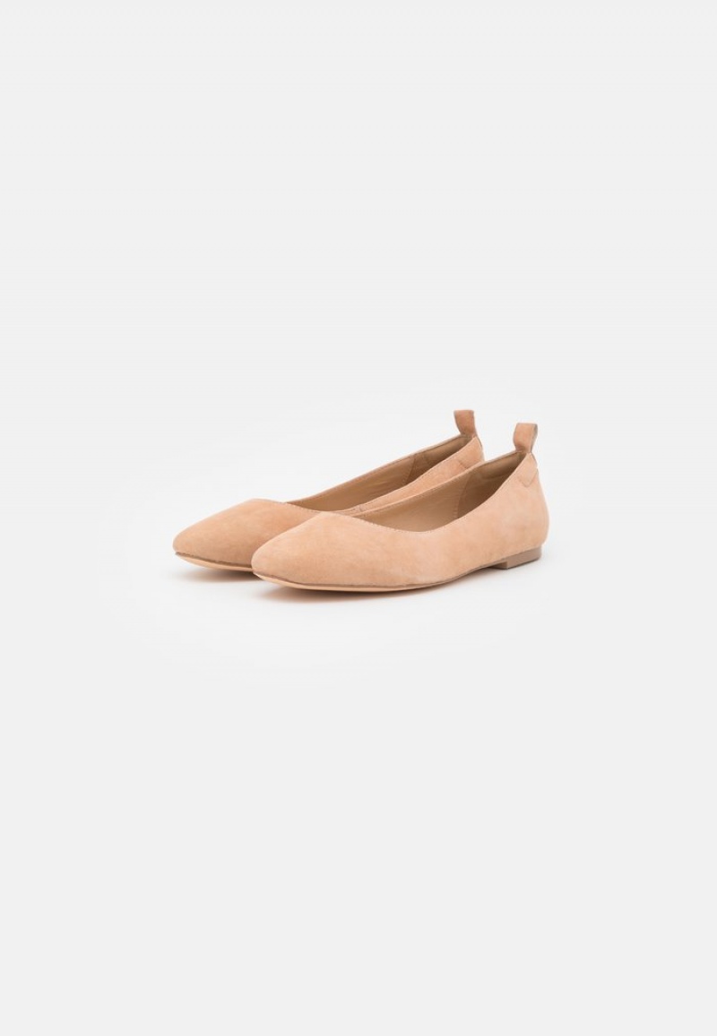 Anna Field Budget Leather Komfort Ballet Pumps Ballerinasko Dame Beige | NO-HTLBP-2346