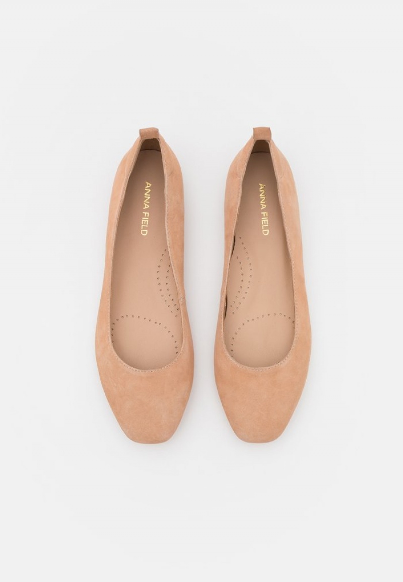 Anna Field Budget Leather Komfort Ballet Pumps Ballerinasko Dame Beige | NO-HTLBP-2346