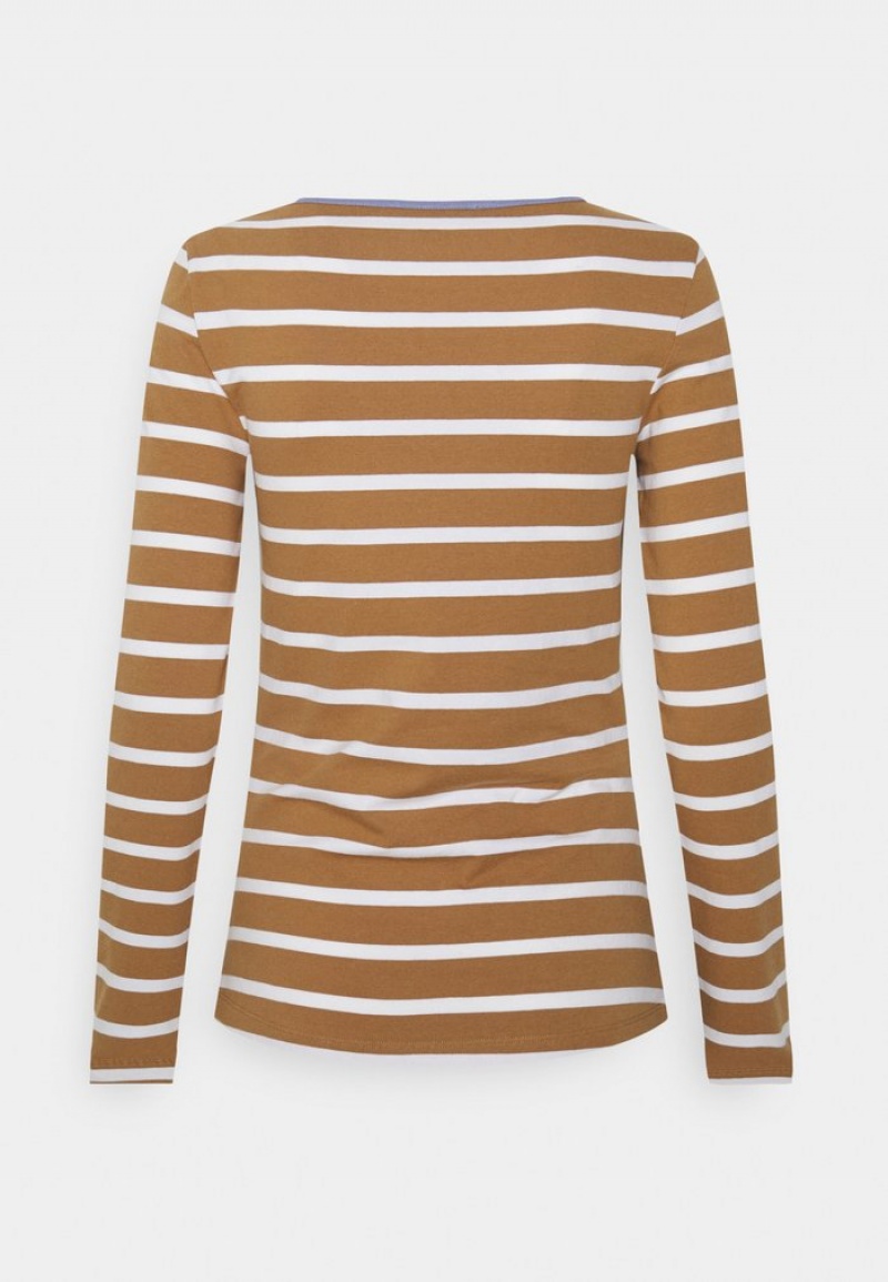 Anna Field Budget Stripey Contrast Langermet Dame Brune | NO-IEFHU-8540