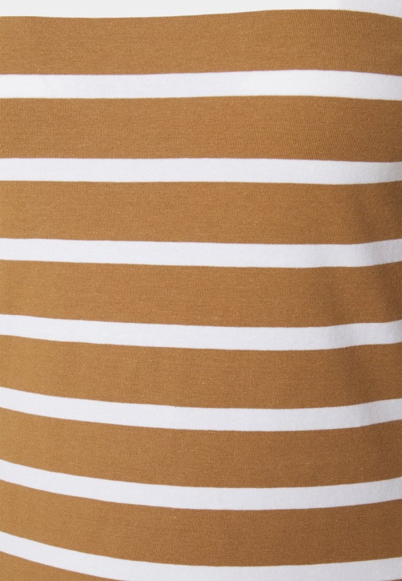 Anna Field Budget Stripey Contrast Langermet Dame Brune | NO-IEFHU-8540