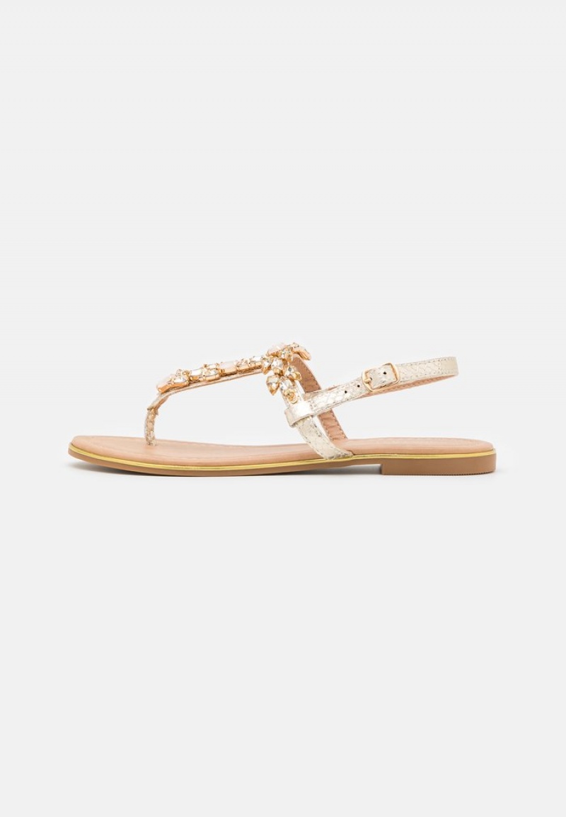 Anna Field Budget T-Bar Sandaler Dame Gull | NO-FUNCM-8031