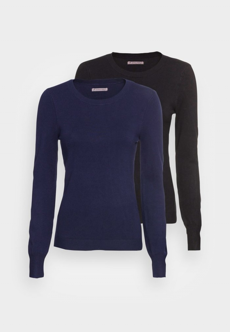 Anna Field Buy 2 Pack Jumper Pullover Dame Svarte | NO-LMCIW-8961