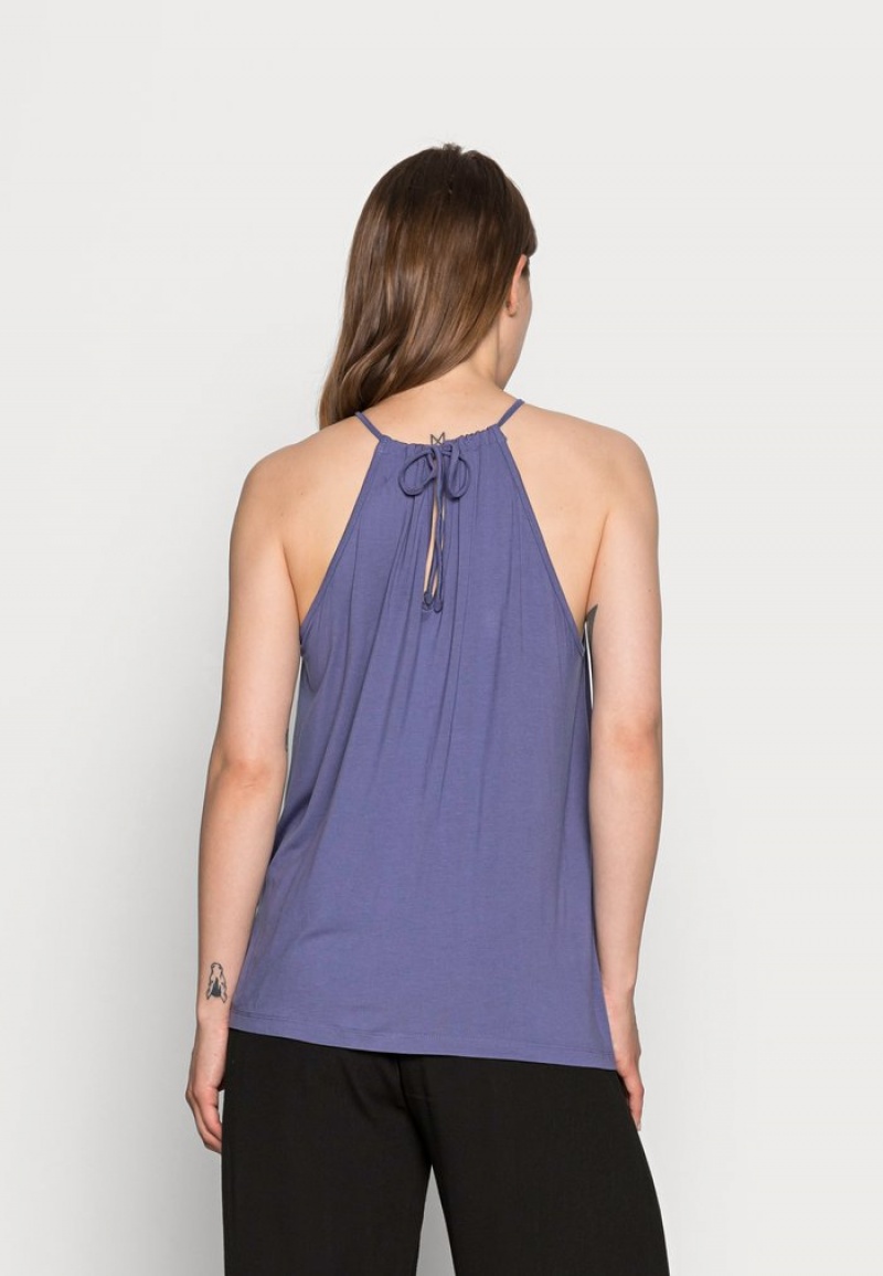 Anna Field Buy Keyhole Halterneck Top T-Skjorte Dame Blå | NO-TGSHB-4163