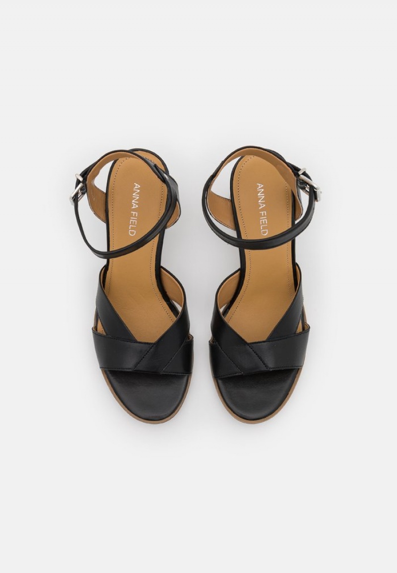 Anna Field Buy Leather High Hælene Sandaler Dame Svarte | NO-KDIEB-5892