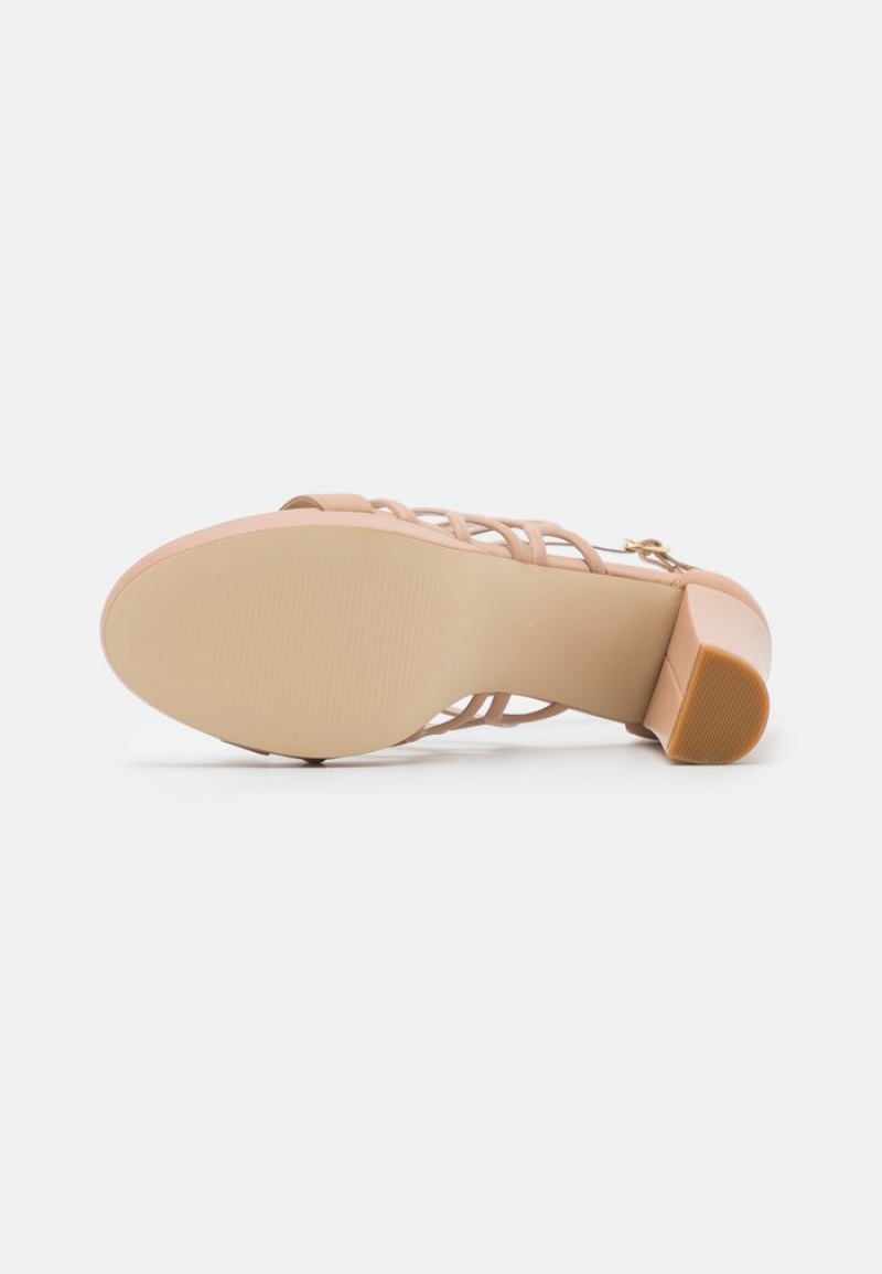 Anna Field Buy Leather High Hælene Sandaler Dame Beige | NO-EVJIA-3512